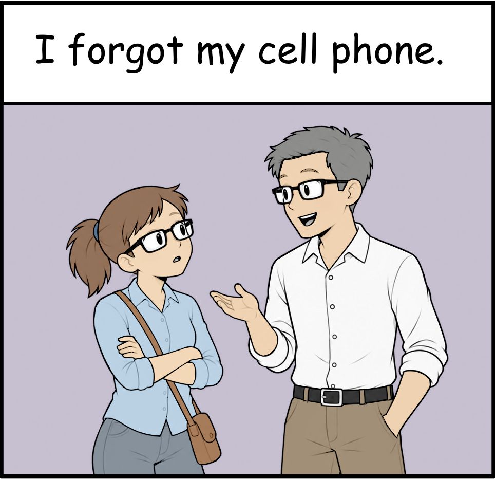 Frank forgot his cellphone a trip to the mall.